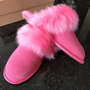 UGG | Shoes | New Ugg Scuff Sis Fluffy Glam Slipper Pink Rose Shearling  Mule Uggs Slipons | Poshmark